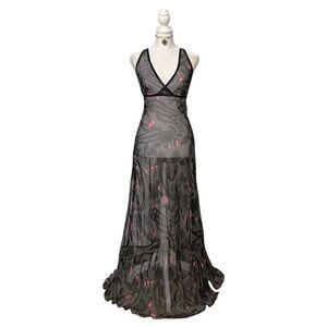 Victoria's Secret Black and Cream Halter Maxi Gown